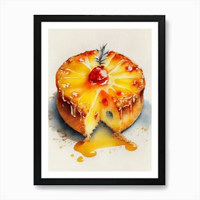 Pineapple Cake Watercolor Painting Art Print