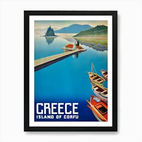 Vintage 1954 Travel Poster The Island Of Corfu In Greece Art Print