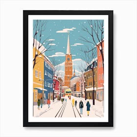Retro Winter Illustration Munich Germany 2 Art Print