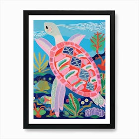 Maximalist Animal Painting Sea Turtle 2 Art Print