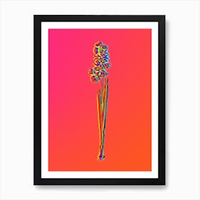 Neon Turquoise Ixia Botanical in Hot Pink and Electric Blue n.0161 Art Print