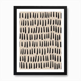 Beige & Black Abstract Lines Art Print