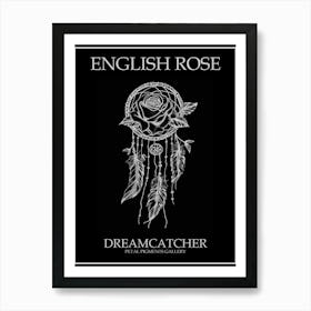 English Rose Dreamcatcher Line Drawing 2 Poster Inverted Art Print