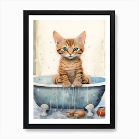 Ocicat In Bathtub Bathroom 3 Art Print