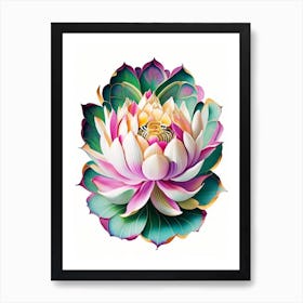 Lotus Flower, Buddhist Symbol Decoupage 2 Art Print