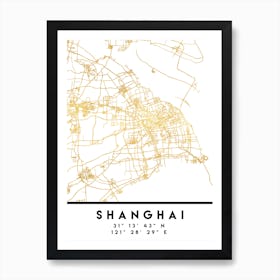 Shanghai China City Street Map Art Print