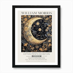 William Morris Big Moon And Stars Vintage Exhibition Art Print