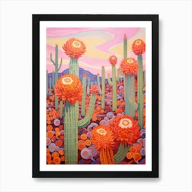 Cactus In The Desert Painting Devils Tongue Cactus 2 Art Print