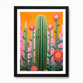Mexican Style Cactus Illustration Organ Pipe Cactus 4 Art Print