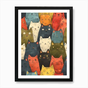 Perfectly Repeatable Artwork With Cute Cat Faces 73 Art Print