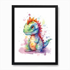 Kritosaurus Cute Dinosaur Watercolour 1 Art Print