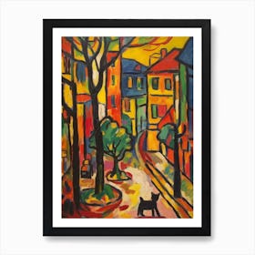 Painting Of Tokyo With A Cat In The Style Of Fauvism 3 Art Print