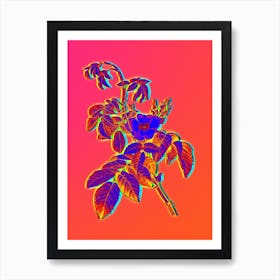 Neon Apple Rose Botanical in Hot Pink and Electric Blue n.0450 Art Print
