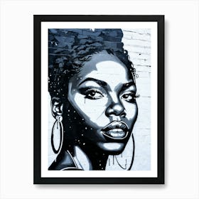 Graffiti Mural Of Beautiful Black Woman 204 Art Print