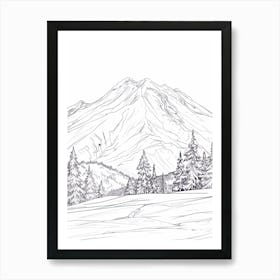 Mount Shasta Usa Color Line Drawing (3) Affiche