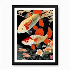 Sanke Koi, Fish Ukiyo E Style Japanese Art Print