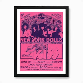 New York Dolls & Kiss 1974 Poster For I Art Print