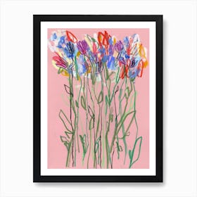 Abstract Pink Sky Flowers Art Print