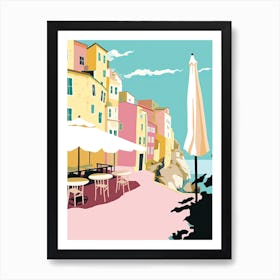 Cinque Terre, Italy, Flat Pastels Tones Illustration 2 Art Print