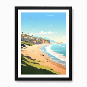 Malibu Beach California, Usa, Flat Illustration 1 Art Print