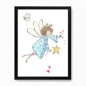 Blue Spotty Fairy Art Print