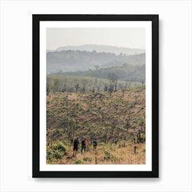 People Hiking In The Mountains Of Guinea In West Africa Art Print