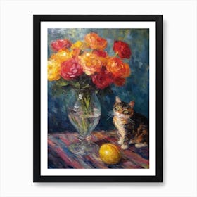 Ranunculus With A Cat 1 Art Print