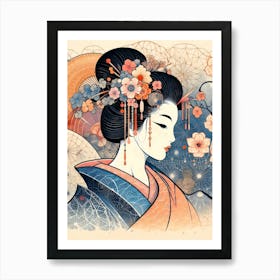 Japan Traditional Geisha Illustration By Ad 146 Art Print