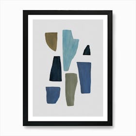 Blue & Brown Abstract Art Print