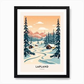 Vintage Winter Travel Poster Lapland Finland 1 Art Print