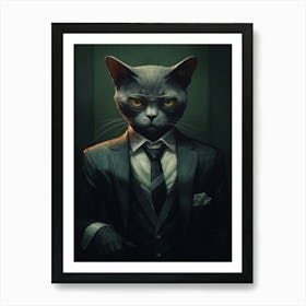 Gangster Cat Russian Blue 2 Art Print