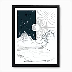 Moon And Stars Art Print