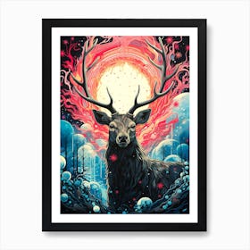 Deer Art Starry Art Print