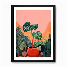 Boho Plant Painting Philodendron Plant 1 Art Print