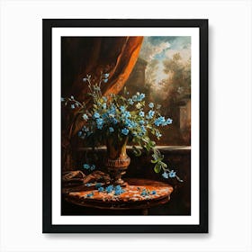 Baroque Floral Still Life Forget Me Nots 6 Art Print