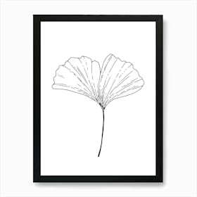 Ginkgo Leaf hand drawing minimalist line art Art Print