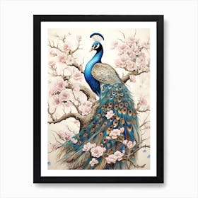 Peacock Animal Drawing In The Style Of Ukiyo E 5 Art Print