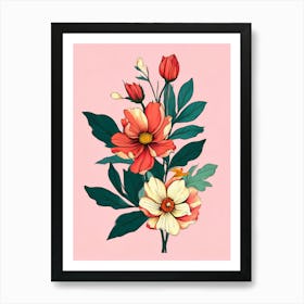 Pink Flowers On A Pink Background 6 Art Print