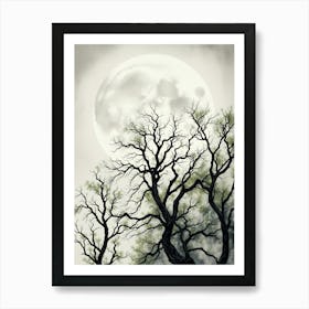 Full Moon Over Trees Art Print