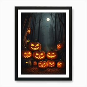 Witch With Pumpkins 2 1 Art Print