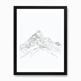 Makalu Nepal China Line Drawing 4 Art Print