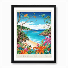 Poster Of Trunk Bay Beach, Us Virgin Islands, Matisse And Rousseau Style 2 Art Print