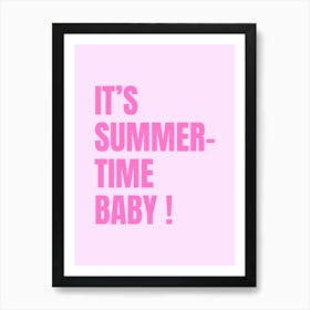 It's Summertime Baby Poster, Pink Holiday Print, Beach Home Decor, Dorm Decor, Summertime Beach Print Art Print