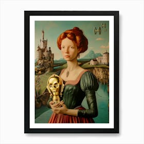 Alterded Antic pop oil painting, lady C-3PO star war Art Print