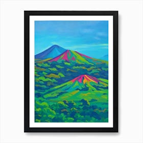 Arenal Volcano National Park Costa Rica Blue Oil Painting 1  Art Print