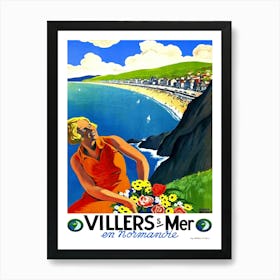 Girl At Normandy Coast, France Art Print