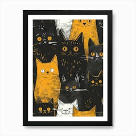 Perfectly Repeatable Artwork With Cute Cat Faces 50 Art Print