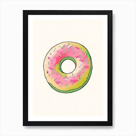 Pistachio Raspberry Donut Abstract Line Drawing 1 Art Print