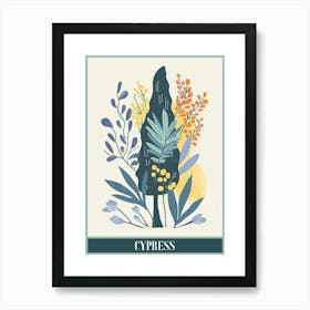 Cypress Tree Flat Illustration 4 Poster Art Print