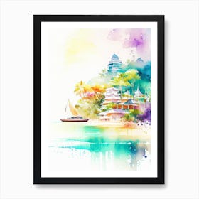 Phuket Thailand Watercolour Pastel Tropical Destination Art Print